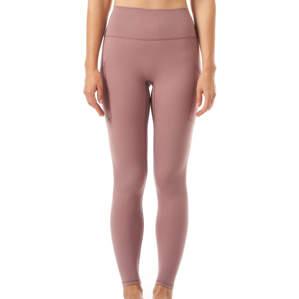 Allsense Women's Full Length High Waist Leggings Yoga Pants w/ Pocket Mauve